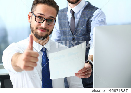 Male arm show OK or confirm during conference in office Male arm show OK or confirm during conference in office 46871387