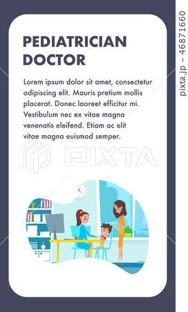 Pediatrician Doctor with Mom and Child Boy. Flat 46871660