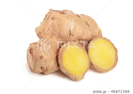fresh Ginger root and slice isolated on white background fresh Ginger root and slice isolated on white background 46872366