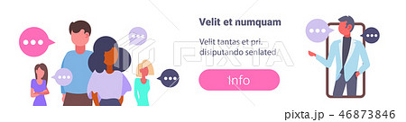 group mix race business people chat bubble communication concept businessman mobile screen online 46873846