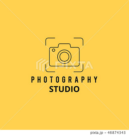 Black Vector Icons for Photographer on Yellow Back 46874343