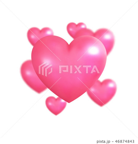 Valentine's Day background. Shiny realistic 3d Valentines pink hearts 46874843