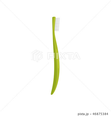 Flat vector icon of green toothbrush with soft bristles. Health and oral hygiene theme Flat vector icon of green toothbrush with soft bristles. Health and oral hygiene theme 46875384