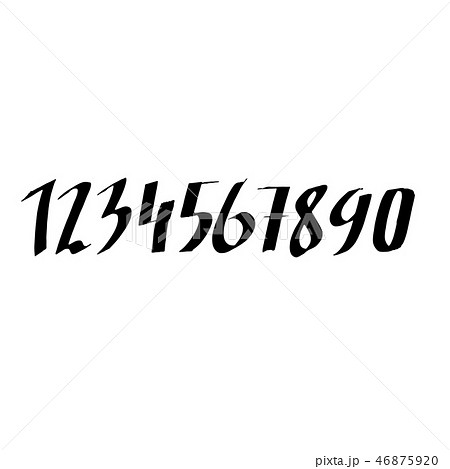 Set of grunge handdrawn numbers. Modern dry brush lettering. Vector illustration 46875920