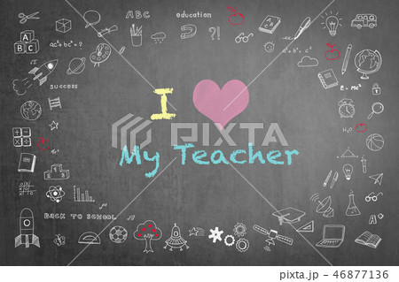 I love my teacher greeting on black chalkboard  46877136