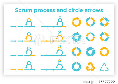 Scrum info graphic diagram element vector set 46877222