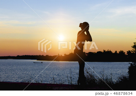 young girl dancing gestures river young girl dancing gestures river 46878634