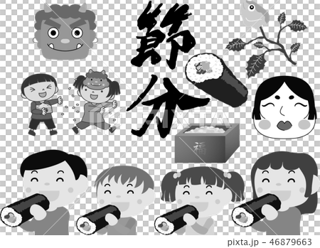 Setsubaki illustration set Megumi roll bean mill rice porridge 46879663