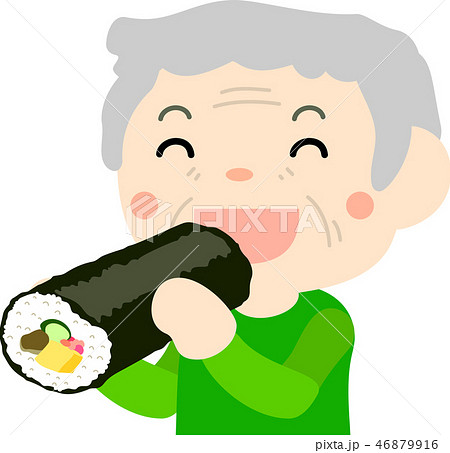 恵方巻き 食べる 家族 かわいい イラスト 2月のイラスト素材