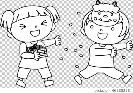 豆まき 節分 子供 かわいい 楽しい イラストのイラスト素材