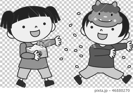 豆まき 節分 子供 かわいい 楽しい イラストのイラスト素材