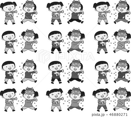 豆まき　節分　子供　かわいい　楽しい　イラスト 46880271