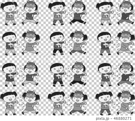 豆まき　節分　子供　かわいい　楽しい　イラスト 46880271