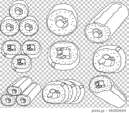 恵方巻き 海苔巻き 節分 豆まき 日本食 2月 イラスト セットのイラスト素材 46880684 Pixta