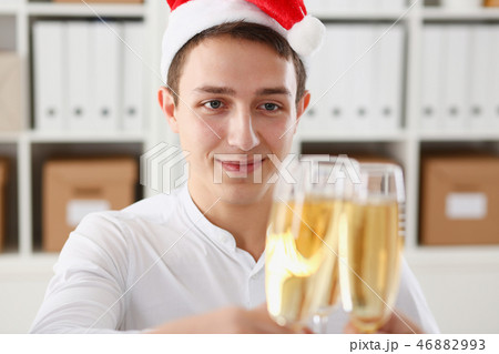 A group of businesspeople celebrating Christmas 46882993