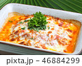 Pasta and vegetables gratin in baking dish 46884299
