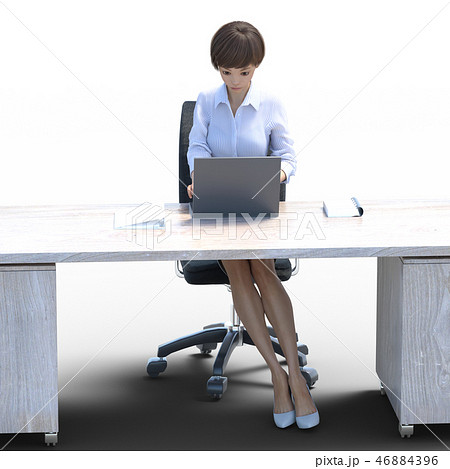 デスクワークする女性会社員 perming3位DCGラスト素材 デスクワークする女性会社員 perming3位DCGラスト素材 46884396