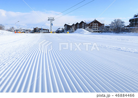 groomed snow at Bansko ski slope, Bulgaria groomed snow at Bansko ski slope, Bulgaria 46884466