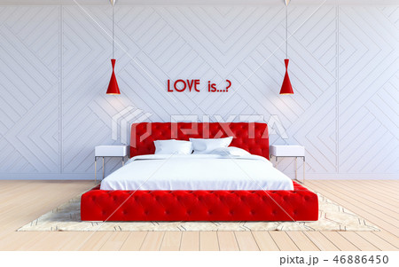 Modern bedroom interior in Valentine theme color Modern bedroom interior in Valentine theme color 46886450