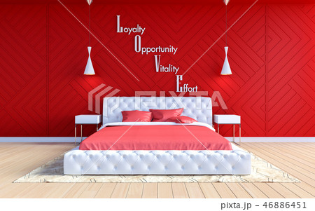 Modern bedroom interior in Valentine theme color Modern bedroom interior in Valentine theme color 46886451