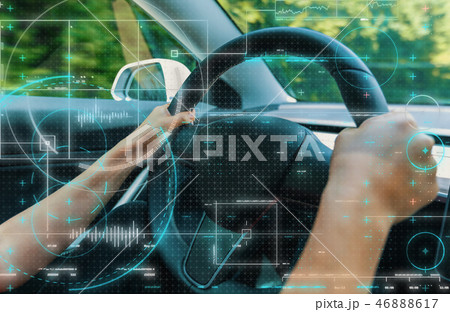 Person driving in a new high tech car Person driving in a new high tech car 46888617