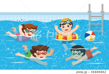 Kids swimming in the swimming pool. 46889862