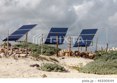 Solar panels on the beach of Cozumel Island. Mexico. Cancun 46890644
