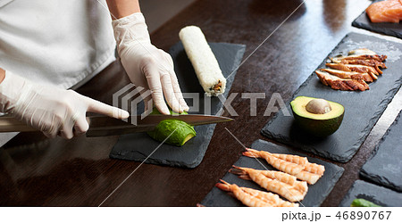 Process of preparing rolling sushi Process of preparing rolling sushi 46890767