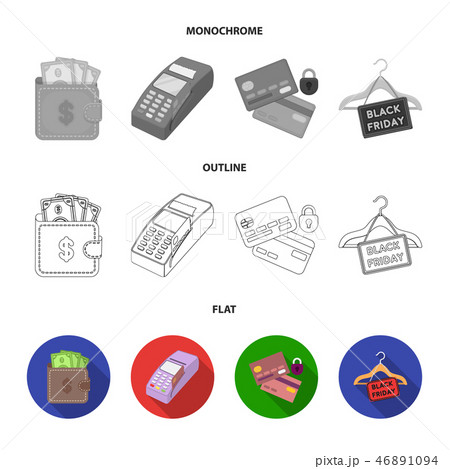 Purse, money, touch, hanger and other equipment. E commerce set collection icons in flat,outline Purse, money, touch, hanger and other equipment. E commerce set collection icons in flat,outline 46891094