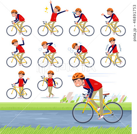 flat type Store staff red uniform men_road bike flat type Store staff red uniform men_road bike 46891753