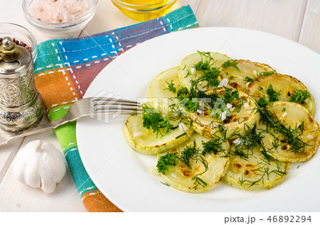Food for diabetics. Vegetable dish of zucchini 46892294