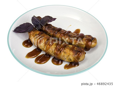 Grilled sausages with sauce Grilled sausages with sauce 46892435