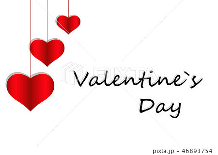 Three red hearts on laces against white background 46893754