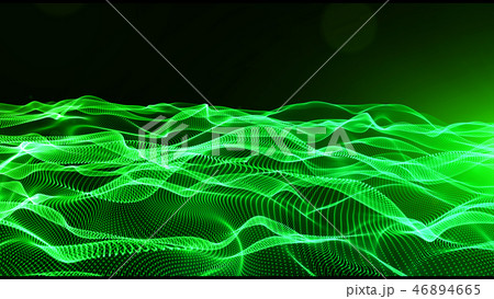 Abstract green color digital particles wave Abstract green color digital particles wave 46894665
