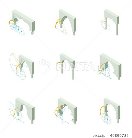 Arch project icons set, isometric style Arch project icons set, isometric style 46896782