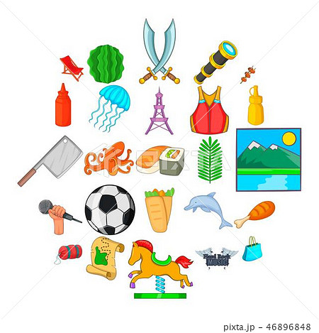 Aestival icons set, cartoon style 46896848