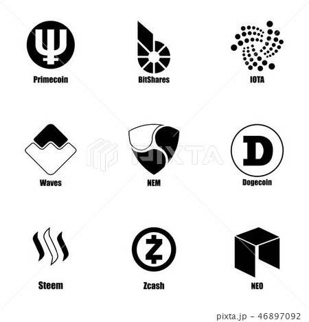 Virtual currency icons set, simple style 46897092