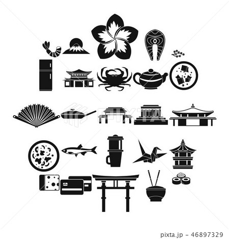 Sushi bar icons set, simple style Sushi bar icons set, simple style 46897329