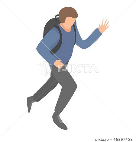 Migrant man running icon, isometric style Migrant man running icon, isometric style 46897458