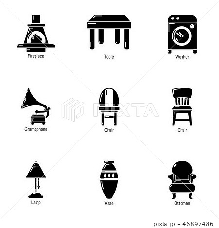 Parlour icons set, simple style Parlour icons set, simple style 46897486