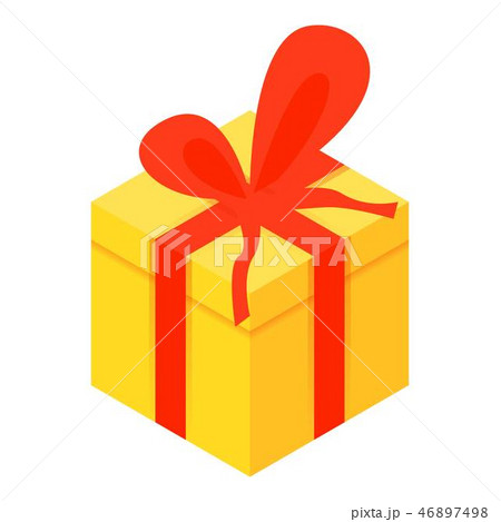 Yellow xmas gift box icon, isometric style Yellow xmas gift box icon, isometric style 46897498