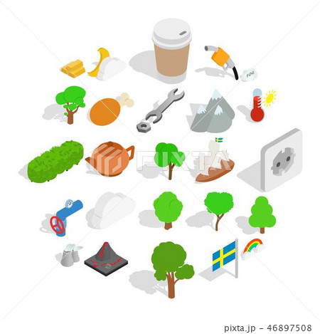 Sweden weather icons set, isometric style 46897508