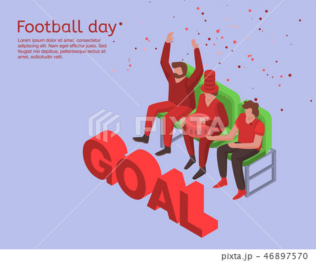 Soccer day concept background, isometric style 46897570