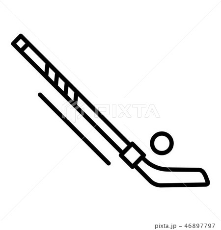 Hockey puck and stick icon, outline style Hockey puck and stick icon, outline style 46897797