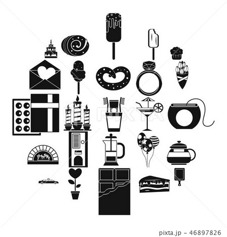 Honeyed icons set, simple style Honeyed icons set, simple style 46897826