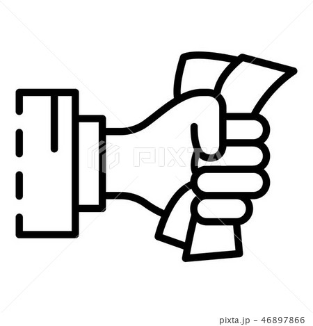 Hand bribery banknote icon, outline style 46897866
