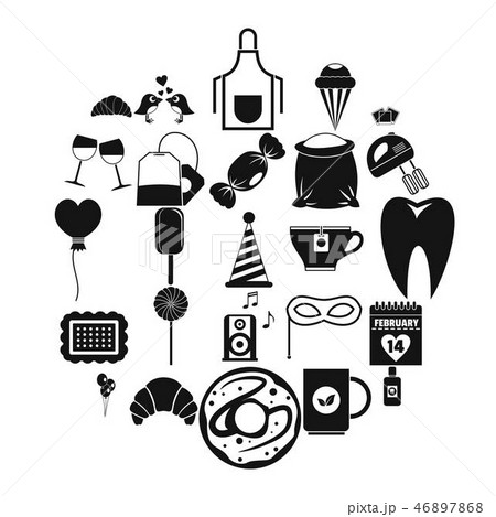 Sweet food icons set, simple style 46897868