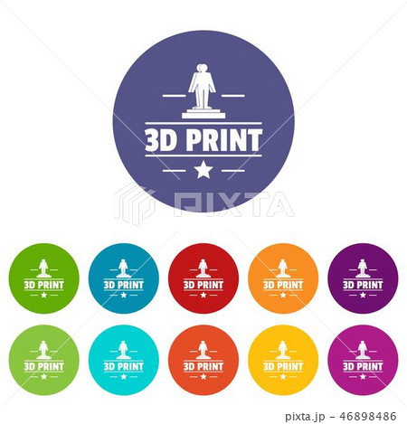Process 3d printing icons set vector color 46898486