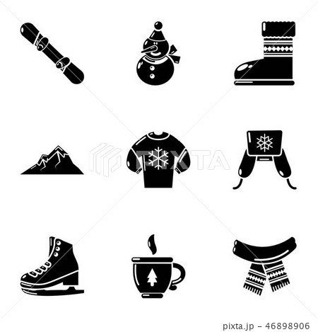 Chilly icons set, simple style Chilly icons set, simple style 46898906