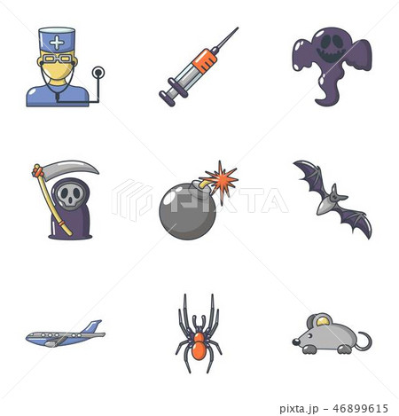 Deadly business icons set, cartoon style 46899615